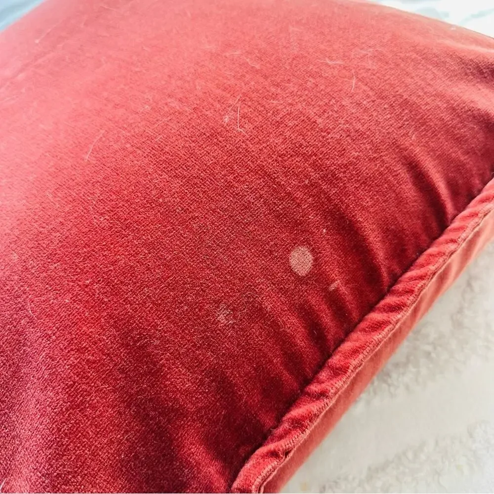 POTTERY BARN Rust Red Burnt Orange Velvet Pillow Case Sham 20